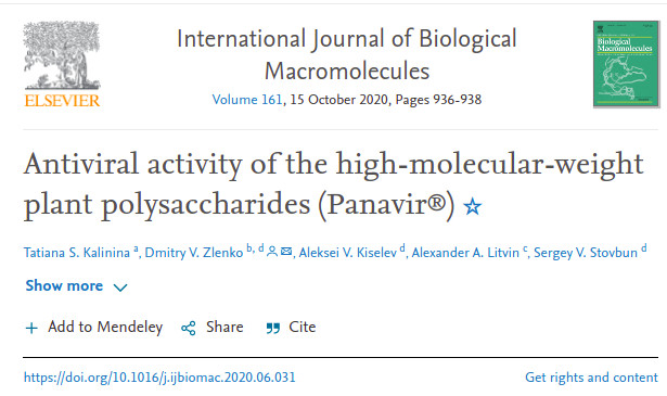 Antiviral activity of the high-molecular-weight plant polysaccharides (Panavir®)